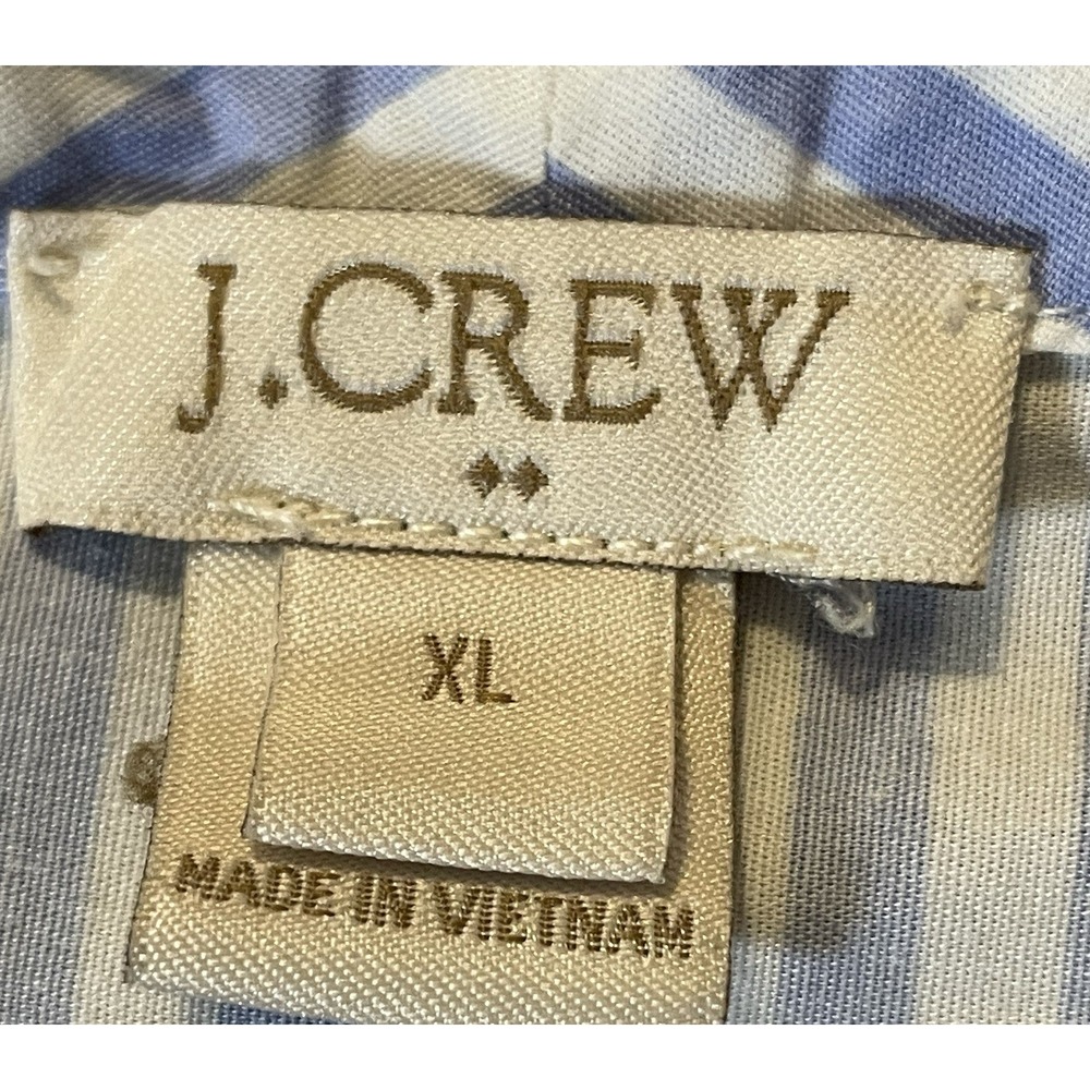 J Crew Striped Popover Blouse XL Blue White Short Sleeve Buttons Casual Coastal - Picture 8 of 11